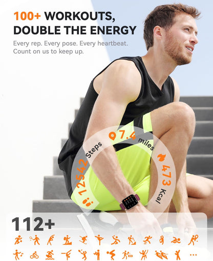 Smart Watch for Men & Women, 1.85" HD Fitness Tracker with Bluetooth Calling, Compatible with iOS & Android (Burgundy)