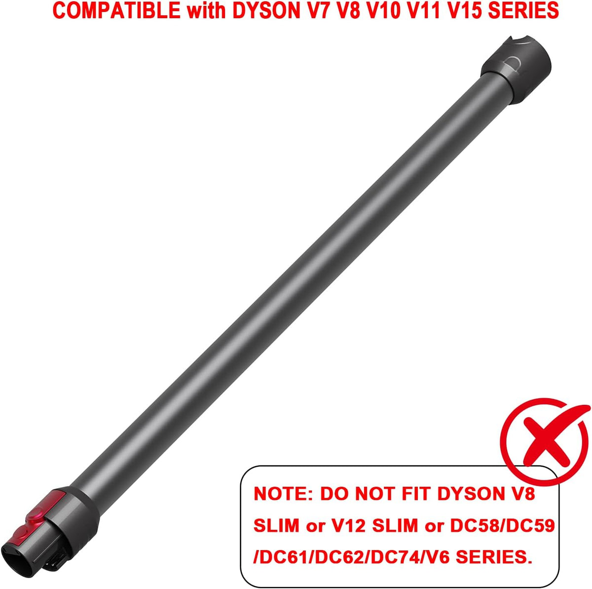 Quick Release Wand Replacement for Dyson V7, V8, V10, V11 & V15 Cordless Vacuums, 28.43" Extension Tube, Iron
