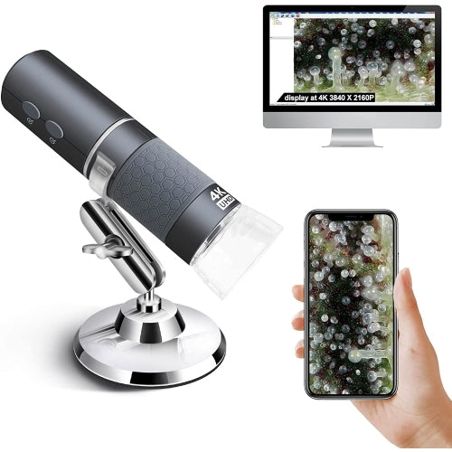 4K WIFI Microscope, 50 to 1000X USB Digital Microscope with Wireless Super HD Endoscope Camera Compatible with All Smartphones.