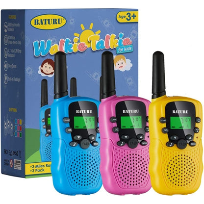 Walkie-Talkies Toys for Kids 4-12 Years, UHF Tuner Technology, 22 Channels, Built-in Flashlight, 2.1" x 5.7" Size. - Set of 3 - (Blue / Yellow / Pink)