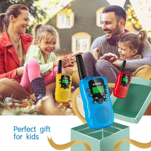 Walkie-Talkies Toys for Kids 4-12 Years, UHF Tuner Technology, 22 Channels, Built-in Flashlight, 2.1" x 5.7" Size. - Set of 3 - (Blue / Yellow / Pink)