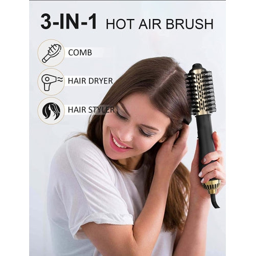 3 in 1 Hot Air Brush One Step Hair Dryer and Volumizer, Negative Ionic Hair Styler for Comb, Drying, and Straightening