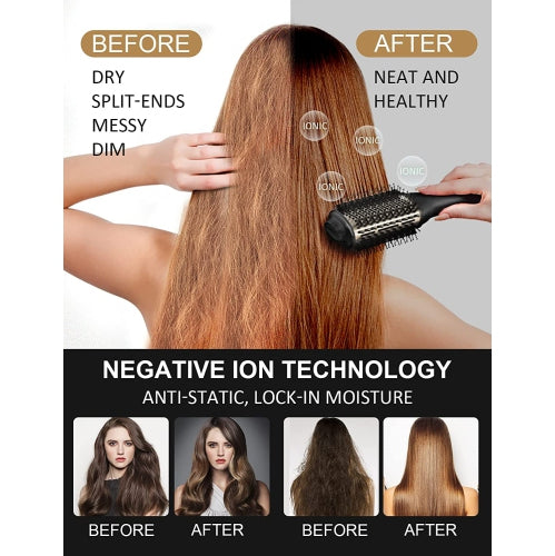 3 in 1 Hot Air Brush One Step Hair Dryer and Volumizer, Negative Ionic Hair Styler for Comb, Drying, and Straightening