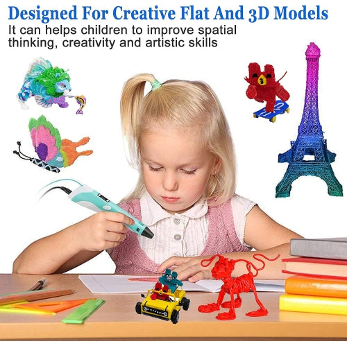 3D Pen for Kids, Upgraded Printing and Drawing Creative Pen, with 12 Colors PLA Filament Refills and Charger