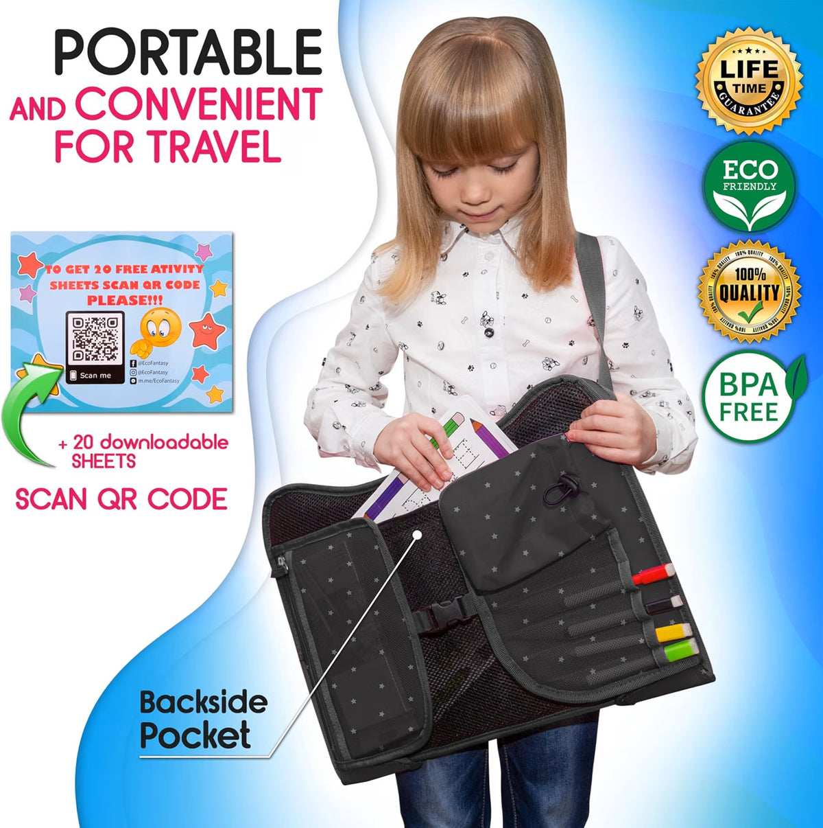 Toddler & Kids Travel Tray for Car Seats and Airplanes - Essential Lap Desk for Road Trips and Activities