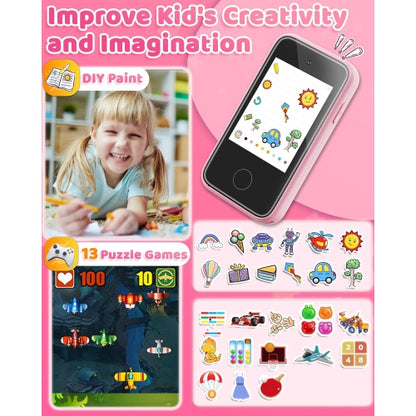 Kids Smart Phone Toy for Boys 3-8 Years Old - Educational games, Dual cameras, MP3 Music Player, and touchscreen pretend play. Toddler Birthday Gifts - Pink