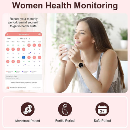 HER Luxury Smart Watch with Bluetooth Calling, 1.32" Custom Dial Fitness Tracker – Heart Rate, Sleep & Step Monitor, Waterproof, Android & iPhone Compatible