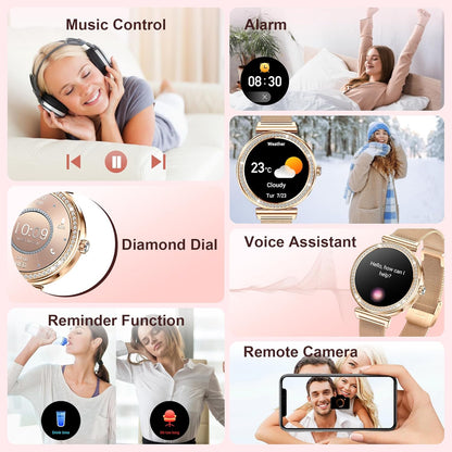 HER Luxury Smart Watch with Bluetooth Calling, 1.32" Custom Dial Fitness Tracker – Heart Rate, Sleep & Step Monitor, Waterproof, Android & iPhone Compatible