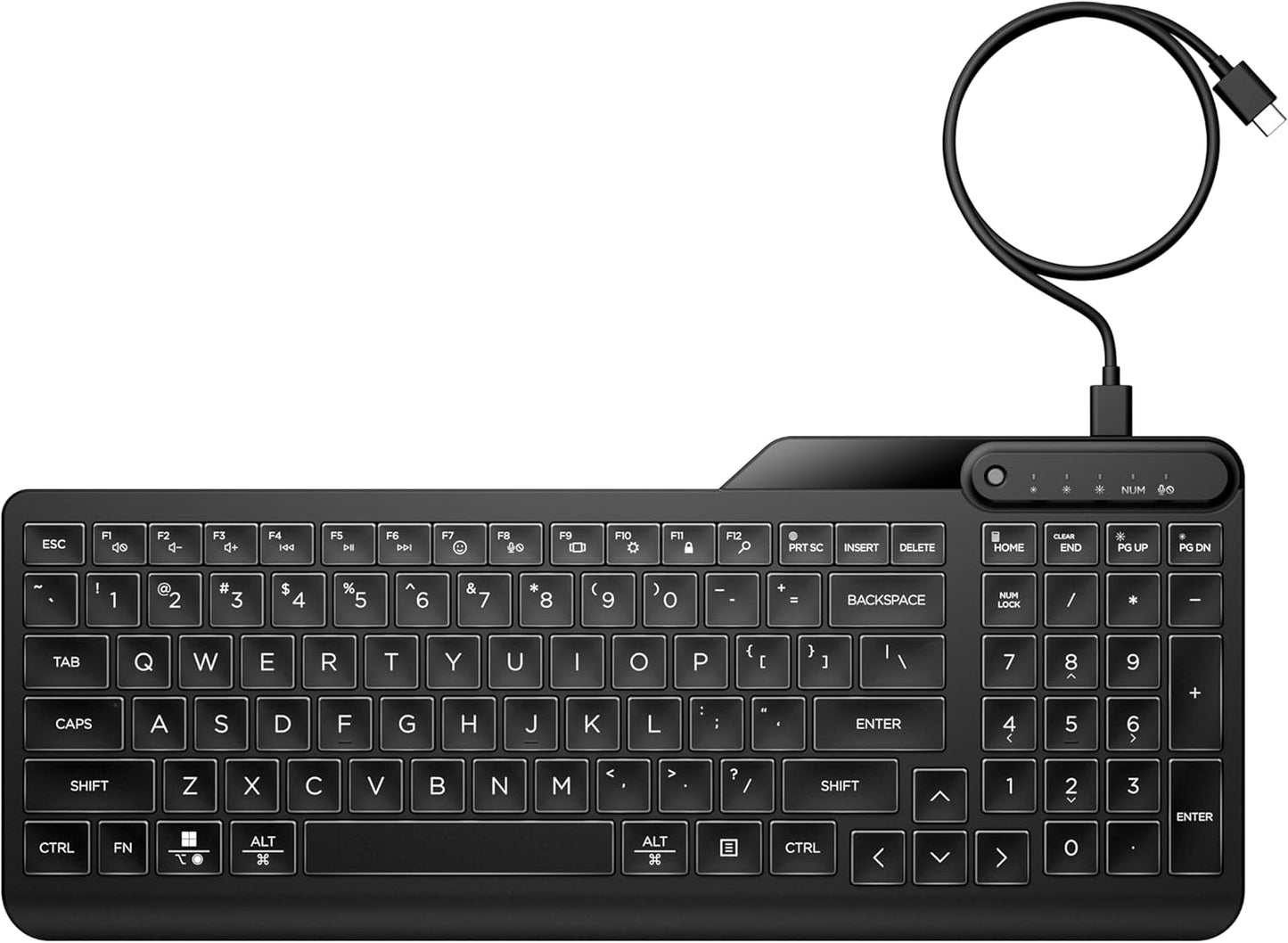 HP 400 Backlit Wired Keyboard – Warm White LED, Slim, Spill-Resistant