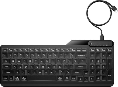 HP 400 Backlit Wired Keyboard – Warm White LED, Slim, Spill-Resistant