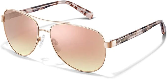 CARFIA Polarized Womens Sunglasses UV Protection Classic Pilot Sun Glasses Nickel-free Safety Metal Frame CA3216 Pink Mirror
