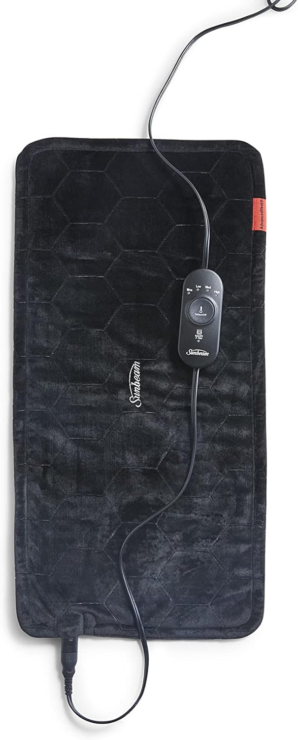 Sunbeam AdvancedHeat Heating Pad for Pain Relief of Back, Neck and Shoulders, King Size, Black