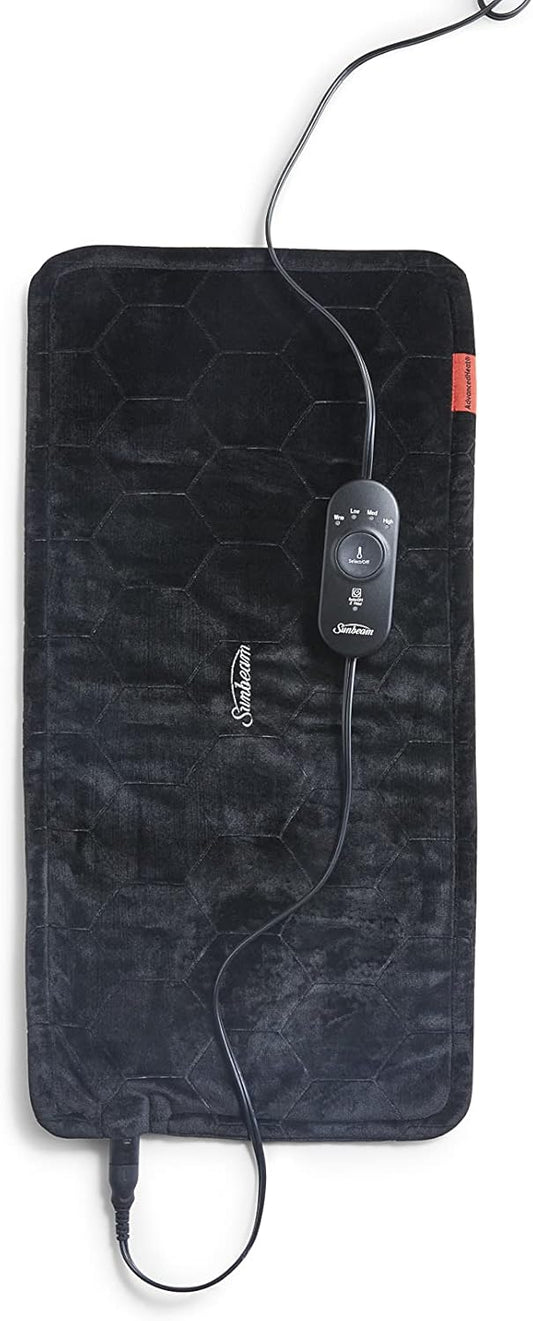 Sunbeam AdvancedHeat Heating Pad for Pain Relief of Back, Neck and Shoulders, King Size, Black