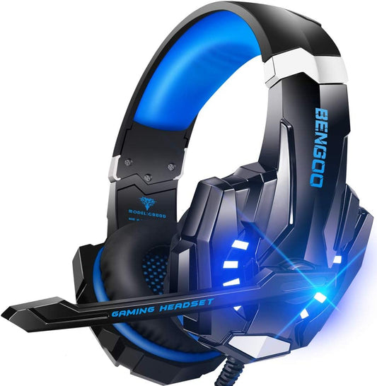 G9000 Wired Gaming Headset with 7.1 Surround Sound, Noise-Cancelling Mic, LED Lighting, Over-Ear Headphones for PS5, PS4, Xbox & PC