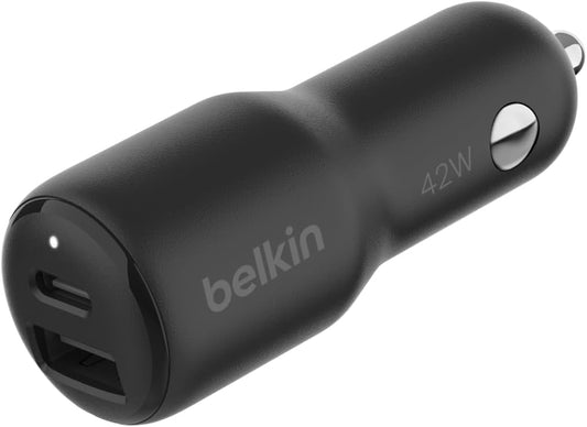 Belkin BoostCharge 42W Dual Car Charger – USB-C 30W PPS & USB-A Fast Charging