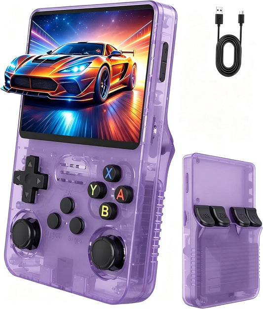 Retro Handheld Game Console with 3.5" IPS Screen, Dual Joysticks & 3500mAh Battery – Dark Misty Violet