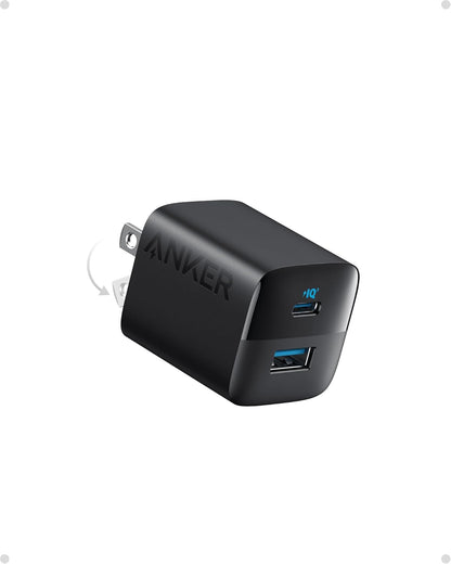 Anker USB C Charger Block, 33W 2 Port Compact Charger with Foldable Plug for iPhone 16/15, Galaxy, and More (Cable Not Included)