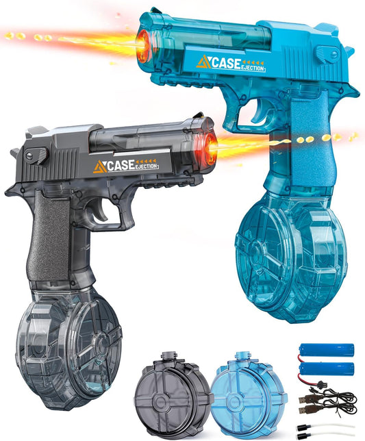 2-Pack Electric Water Guns with LED Lights & Rechargeable Batteries
