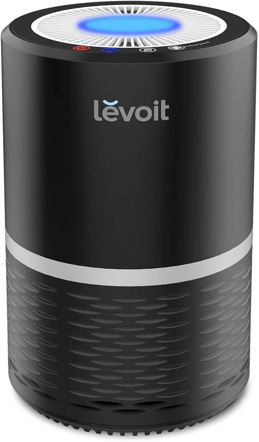 Levoit Air Purifiers for Bedroom Home, Purificateur d'air for Allergies Smoke Odor Dust Pollen, Air Filter Cleaner with 3 Speed Fan and Night Light, Quiet Operation, LV-H132 Black