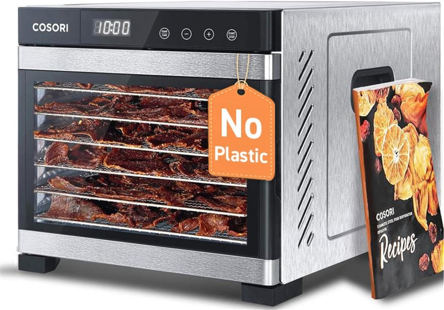 COSORI Food Dehydrator with Temperature Control, 6 Stainless Steel Trays, Rear-Mounted Fan, Silver