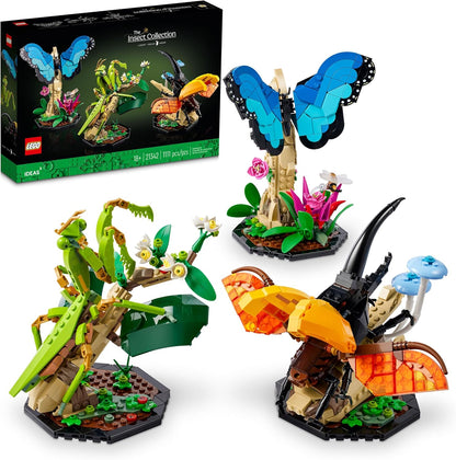 LEGO Ideas The Insect Collection, Fun Gift for Nature Lovers, with Life-Size Blue Morpho Butterfly, Hercules Beetle and Chinese Mantis Display Models, Bug Building Set and Nature Décor