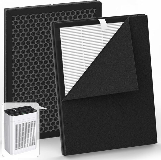 MK-AP01 Replacement Air Purifier Filter 2-Pack for TER Air, True HEPA, Activated Carbon, Washable Pre-Filter