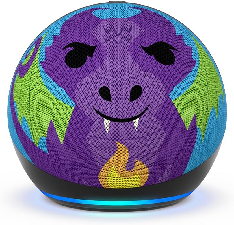 Amazon Echo Dot Kids (newest model), Designed for kids, with parental controls, Dragon, with Alexa+ Early Access