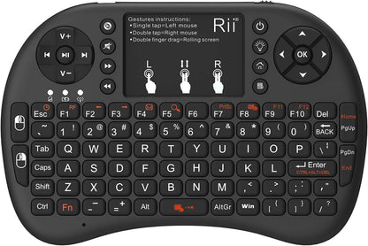 Rii i8+ Mini Wireless Touch Keyboard with Touchpad & LED Backlight – 2.4GHz Compact Keyboard Remote for Smart TV, Android TV Box, Windows, Mac, Raspberry Pi