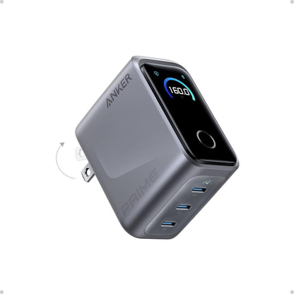 Anker Prime USB C, 160W 3-Port GaN Phone Charger, 140W Max Single-Port Charging for MacBook Pro, Laptop, iPhone 17 Series