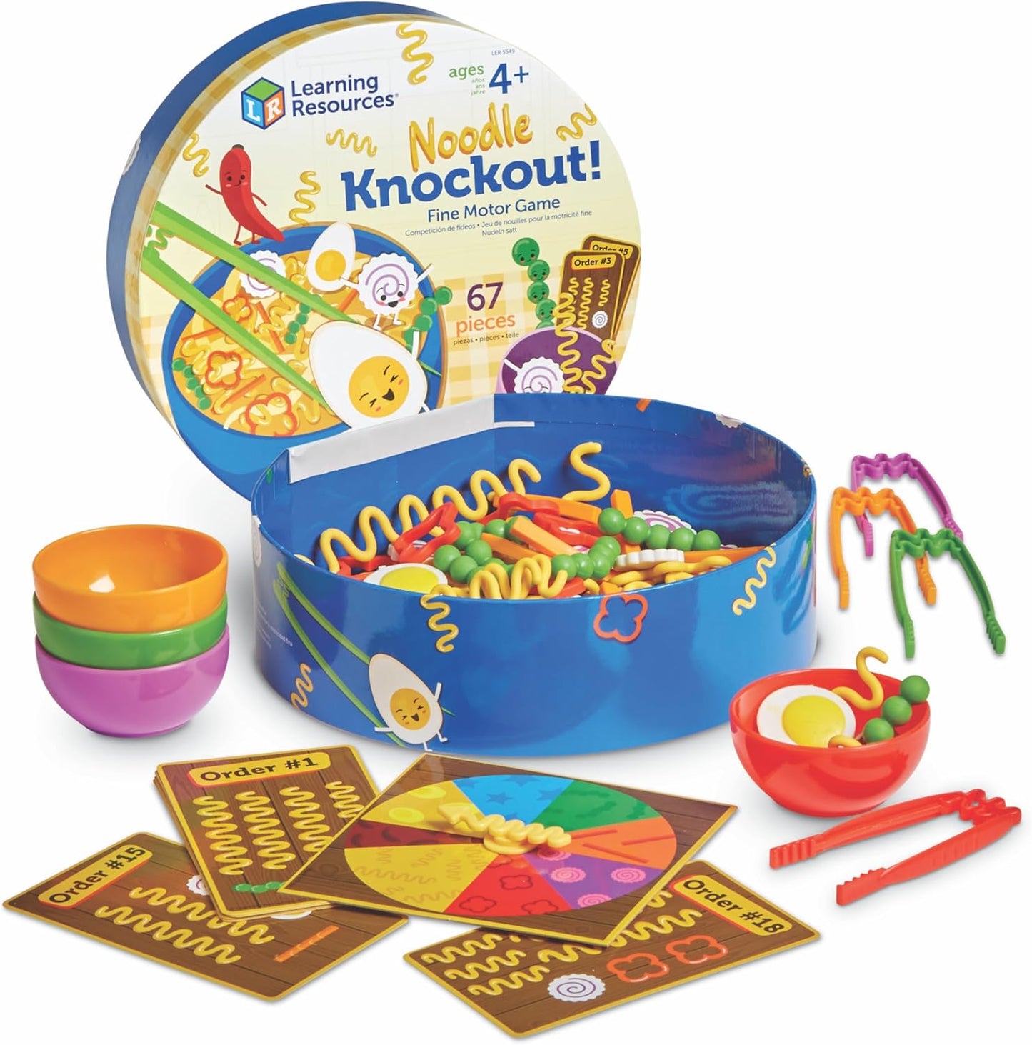 Learning Resources Noodle Knockout! Fine Motor Game — 67 Pieces, Ages 4+