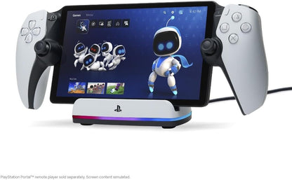 Charging Station for PlayStation Portal™ Remote Player with Lumectra™, RGB lighting, USB powered, magnetic charger, charge and display, weighted base, officially licensed