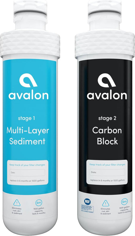 Avalon 2-Stage NSF Replacement Water Filter Set, 4-Pack, 6-Month Filter Life