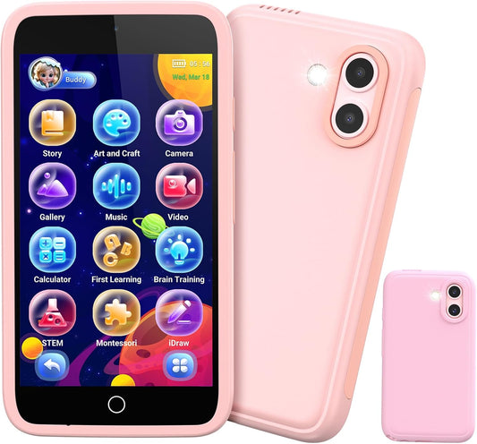 Kids Smart Toy Phone with Dual Camera, 3.97" Touchscreen, 210+ Learning Games, 190+ Drawing Activities, 8GB for Ages 3-12
