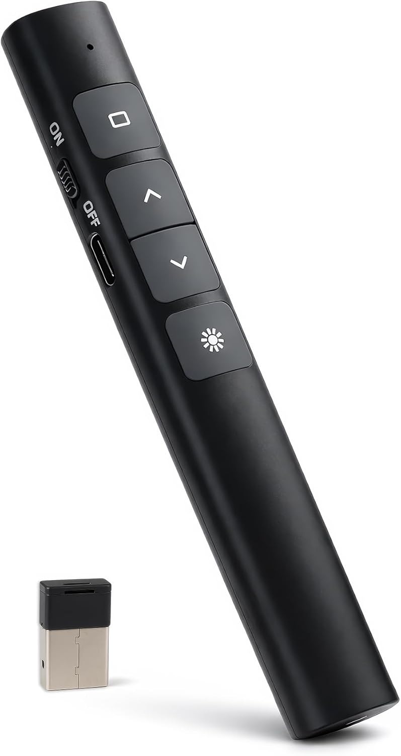 Wireless Rechargeable Presentation Clicker with Laser Pointer