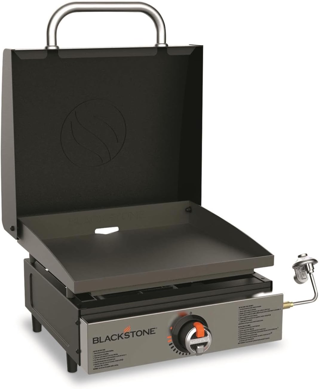Blackstone 17" Portable Propane Gas Griddle, Stainless Steel Tabletop Flat Top Grill, 12,000 BTU Outdoor Camping BBQ Grill, Black