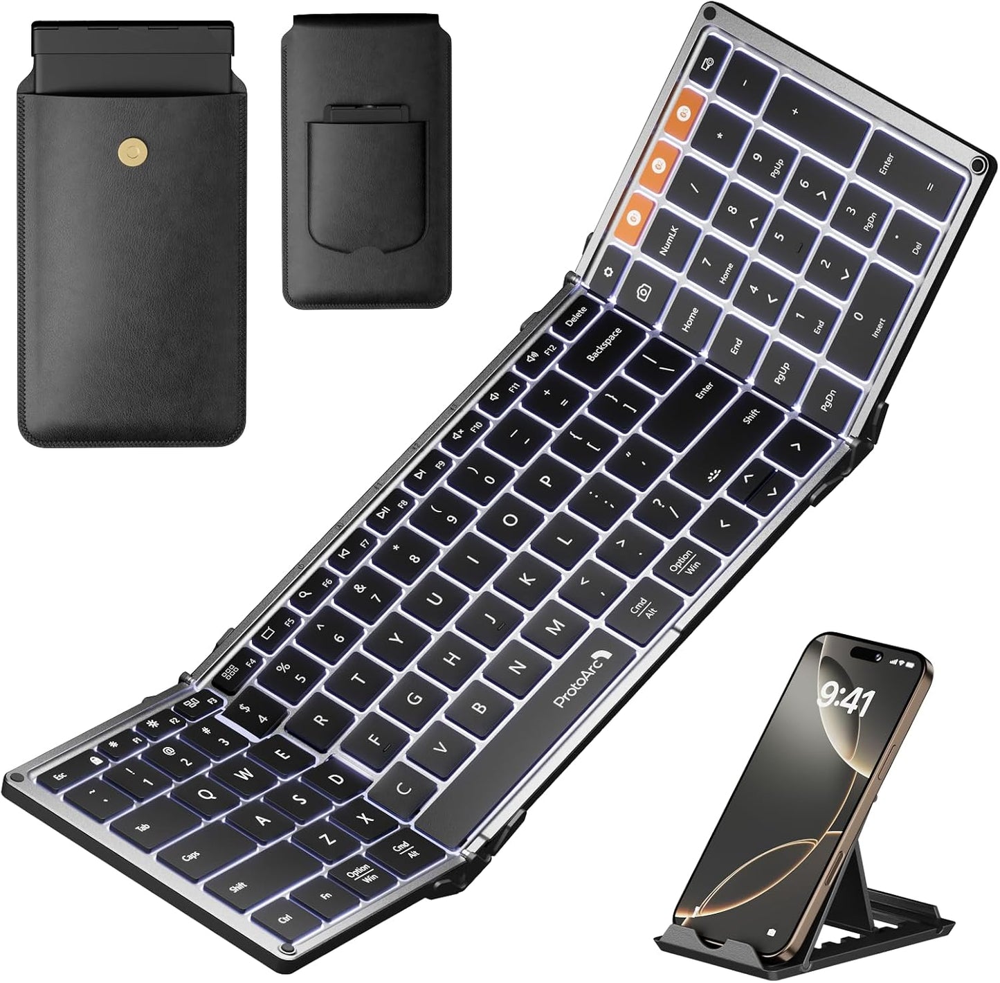 New Model 2025 Foldable Bluetooth Keyboard – Portable Backlit Wireless Keyboard for Travel, Full-Size Design for iPad, Surface, Tablet, Smartphone, Laptop, and PC