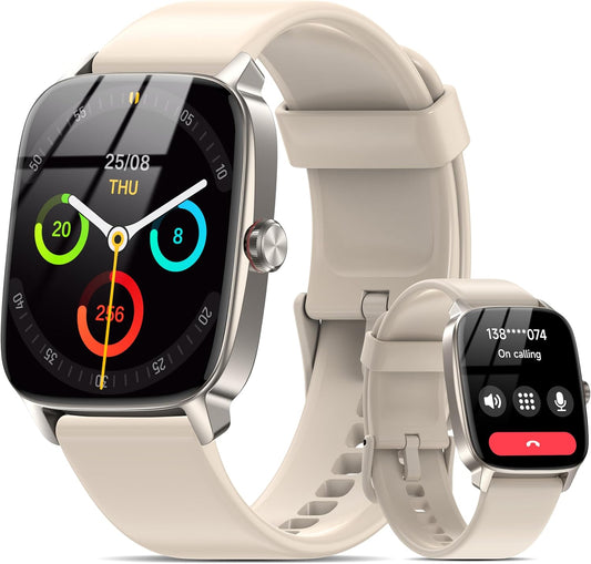 1.85" HD Fitness Tracker with Bluetooth Calling, Compatible with iOS & Android (Starlight White)