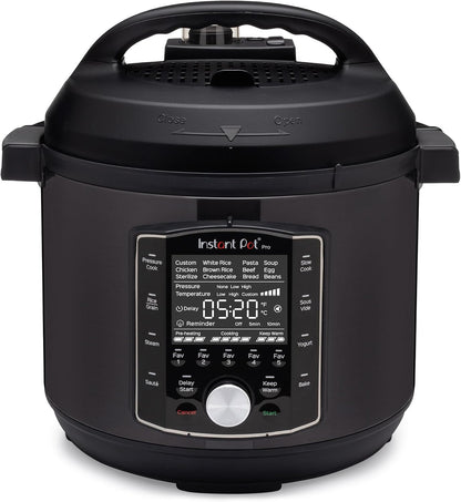 Instant Pot Pro 10-in-1 Pressure Cooker, Slow Cooker, Rice/Grain Cooker, Steamer, Sauté, Sous Vide, Yogurt Maker, Sterilizer, and Warmer, Includes App With Over 800 Recipes, Black, 6 Quart