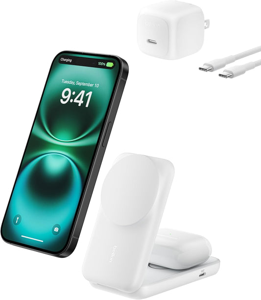 Belkin Qi2 2-in-1 MagSafe Wireless Charging Station 25W with 45W Adapter – White