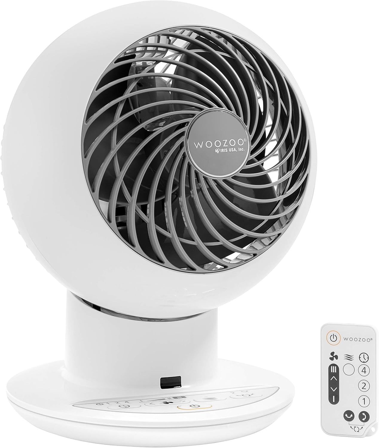 WOOZOO Desk Fan with Remote, Oscillating Table Air Circulator, 5 Speeds, 82ft Max Air Distance, Adjustable Tilt, Low Noise Motor, Small Fan for Bedroom, Office, Dorm, White