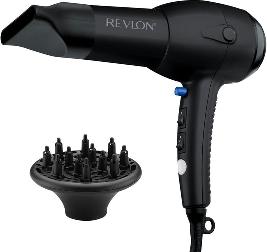 Revlon Advanced Ionic Hair Dryer with Diffuser & Concentrator – 1875W, Black
