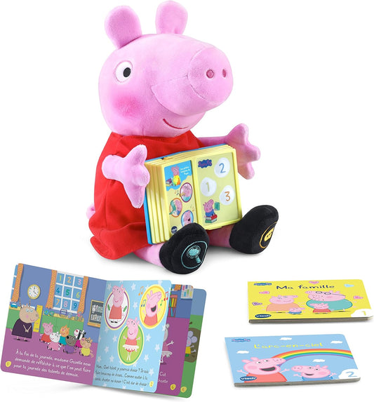 VTech Peppa Pig Read with Me Peppa Interactive Storybook Plush Toy (French Version)