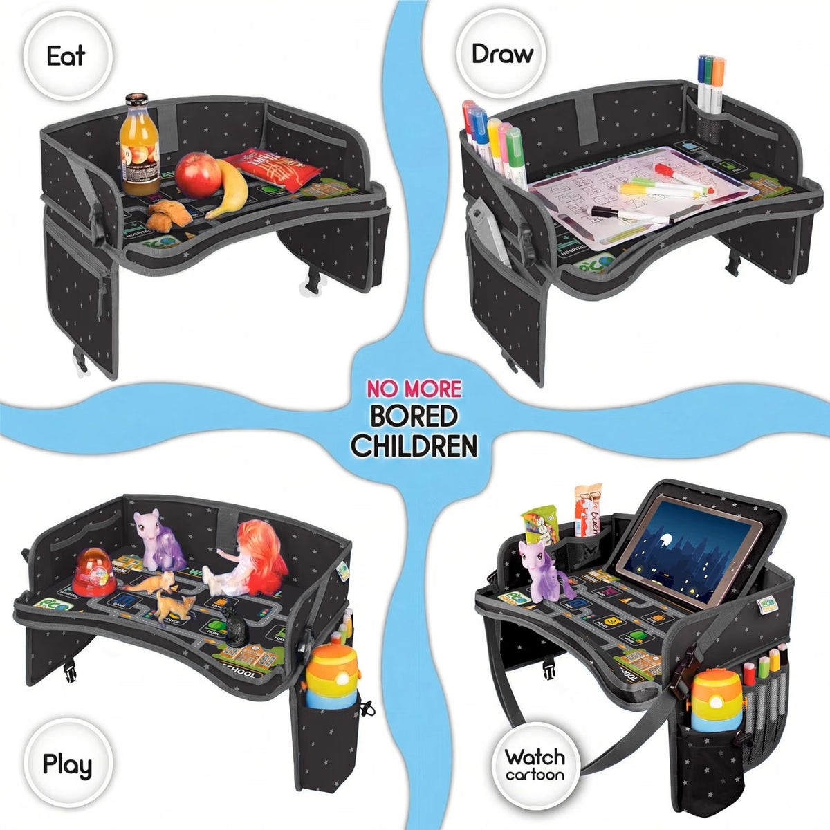 Toddler & Kids Travel Tray for Car Seats and Airplanes - Essential Lap Desk for Road Trips and Activities