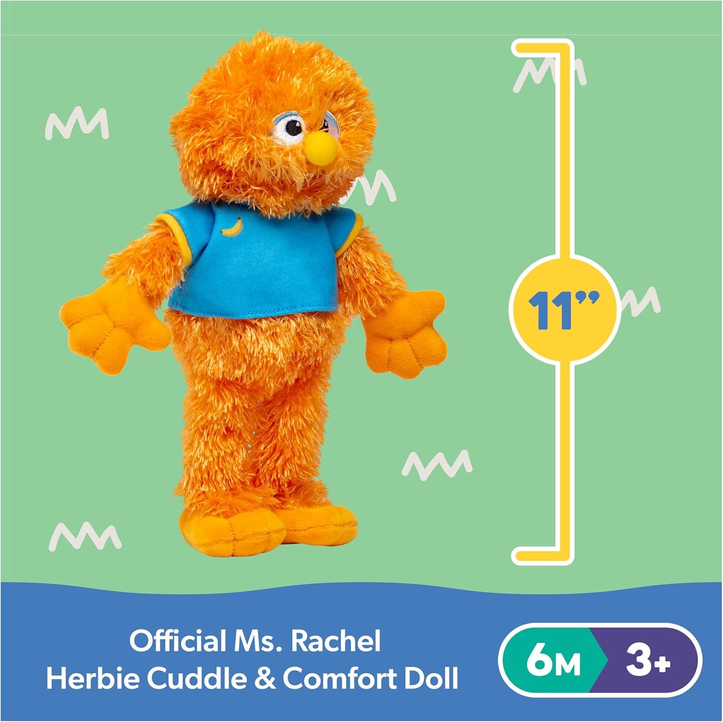 Ms. Rachel Official Herbie Cuddle & Comfort Friend Doll, 11” Premium Plush Baby Toy