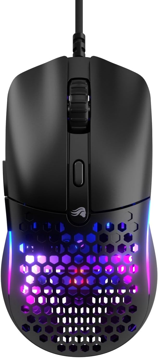 Glorious Model O Eternal Ultralight RGB Gaming Mouse - Wired - 55g Lightweight - Customizable RGB Lighting - 6 Programmable Buttons - Symmetrical Design - 12K DPI Optical Sensor - PC/Mac - Black