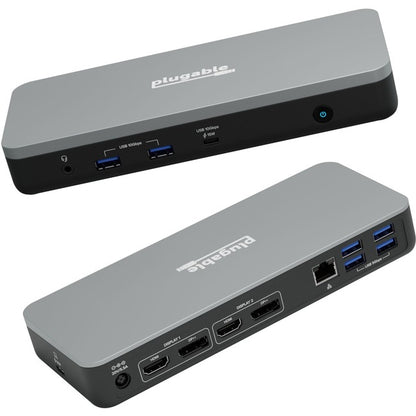 Plugable 12-in-1 Dual 4K USB C Docking Station, Works with Chromebook Certified, 60W Charging Dock, Compatible with ChromeOS and Windows, 2X HDMI, 2X DisplayPort, 1x Ethernet, 1x USB-C, 6X USB, Audio