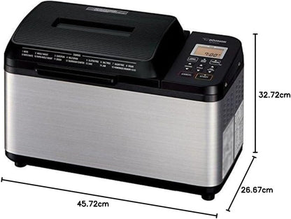 ZOJI BB-PDC20BA Home Bakery Virtuoso Plus Breadmaker, 2 lb. loaf of bread, Stainless Steel / Black