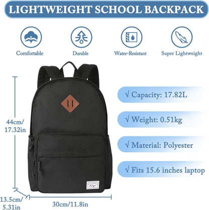 BlackTrail 15.6" Water-Resistant School Backpack with Laptop Compartment