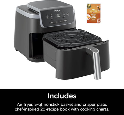 Ninja Air Fryer Pro 4in1, 5 QT (4.7 L) Capacity, Air Fry, Roast, Bake, Reheat, Dehydrate, Roast, Crisp Technology, Nonstick Basket & Crisper Plate, Grey, AF141C (Canadian Version)