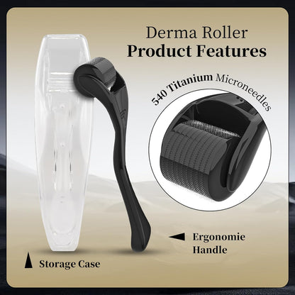 Titanium Microneedle Derma Roller – 0.5MM for Face, Beard & Skincare – Professional Micro Needling Tool for Men & Women with Storage Case